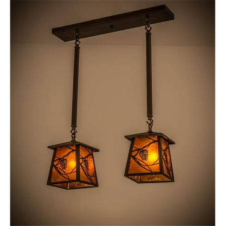

Meyda 167245 24 in. Whispering Pines 2 Light Island Pendant Antique Copper & Amber Mica