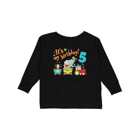 

Inktastic Its My Birthday- Circus Train 5th Birthday Gift Toddler Boy or Toddler Girl Long Sleeve T-Shirt