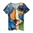 thumbnail image 4 of Puntoco mujeres verano moda manga corta cuello en V impresión Casual blusa camiseta tops Puntoco Puntoco-6557, 4 of 6