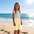 thumbnail image 5 of Bovxnpu Girls Summer Capris Wide Leg Pants Linen Cotton Girls Shorts Casual with Pockets Loose Pants, 5 of 9