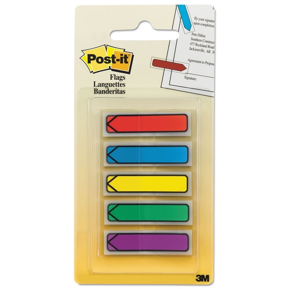 Post-it Arrow Flags, Assorted Primary Colors, .47" Wide, 100 Flags