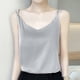 thumbnail image 2 of Camiseta de seda satinada para mujer: cuello en V, tirantes finos, blusa sin espalda, poliéster, para ropa informal y de dormir, 2 of 7