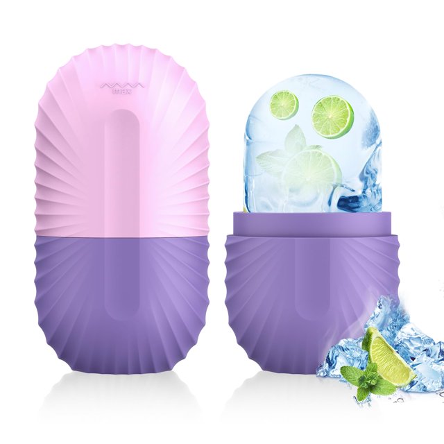 Rodillo de hielo ZPU de silicona reutilizable para cubitos de hielo facial, morado