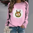 thumbnail image 2 of Top de suéter con estampado navideño de manga larga con cuello redondo para mujer primavera otoño Pompotops FGAJ10377, 2 of 5