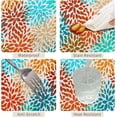 thumbnail image 4 of 60x84inches Blue Orange Flowers Tablecloth Abstract Dahlia Floral Modern Art Rectangle Tablecloths Stain Resistant and Washable Table Cloth Cover for Dining Room Kitchen Indoor Outdoor Decor, 4 of 7