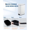 thumbnail image 5 of Slim Stainless Steel Trash Can 13 Gallon – Removable Inner Bucket – Soft Close Step Pedal Lid – Narrow Design for Kitchen, Bathroom, Office – Indoor Recycling – White Color, 5 of 8