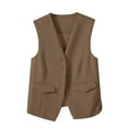 thumbnail image 2 of Dwaogom Women's Fully Lined Button V-Neck Economy Dressy Suit Vest Waistcoat Sleeveless Waistcoat Top Blazer Suit Coat, 2 of 6