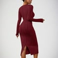 thumbnail image 3 of Women Jacquard Knit Dresses Casual Long Sleeve Fall Winter Sweater Dress Soft Stretch Bodycon Midi Dress Dressed for Summer Womens Fall Dresses Casual Juniors Casual Dresses Long Casual Dress for, 3 of 8
