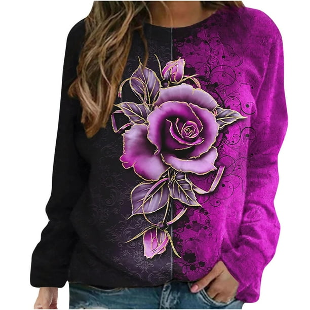 Sudadera de manga larga con estampado de cuello redondo para mujer Blusa informal Tops Pompotops gfhjh10226