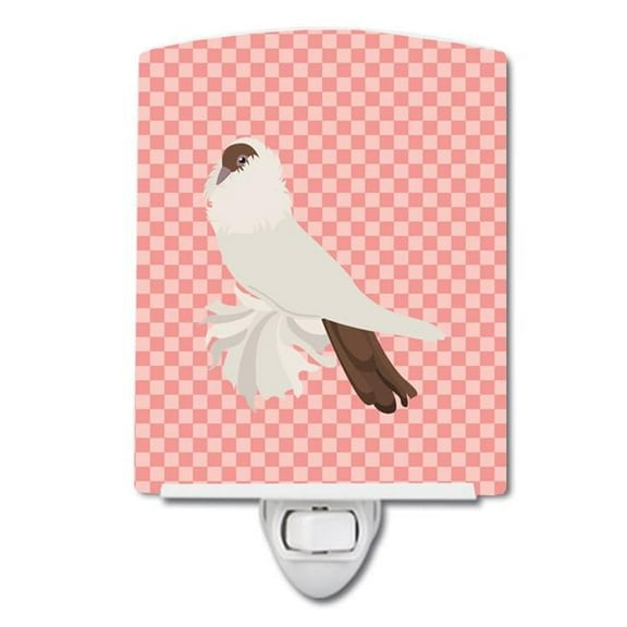 German Helmet Pigeon Pink Check Ceramic Night Light