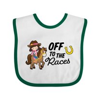 Inktastic Off to the Races with Cowgirl on Horse Girls Baby Bib