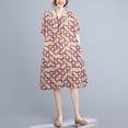 thumbnail image 2 of Vestido suelto de mujer Vestido bohemio con estampado floral con bolsillos Manga corta Cuello r Irfora Vestido, 2 of 6