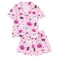thumbnail image 2 of MEZZALL Kids Halloween Pumpkin Pattern PJs Set Lapel Collar Short Sleeve Shirt Tops Elastic Waist Shorts Girls Nightwear Cozy Pajamas Sets, 2 of 8