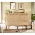 thumbnail image 6 of 6 Drawer Double Dresser for Bedroom, Dresser for Closet, Wood Boho Dressers with Solid-Wood Legs, Chest of Drawers, Beside Table for Entryway, Living Room, Natural, 6 of 7