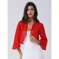 thumbnail image 3 of TiaoBug Womens 3/4 Sleeve Chiffon Cardigan Bolero Jacket Open Front Shrugs for Wedding Party Bridal Dress Red XL, 3 of 6
