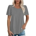 thumbnail image 2 of Sudaderas,Camiseta de color liso para mujer, cuello redondo, manga corta, mezcla de algodón suave, transpirable, informal, para uso diario, sopatenor, 2 of 8