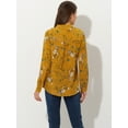 thumbnail image 4 of Blusa con botones de manga larga con cuello en V y blusas sueltas florales de gasa para mujer Amarillo XS, 4 of 6