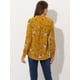 thumbnail image 4 of Blusa con botones de manga larga con cuello en V y blusas sueltas florales de gasa para mujer Amarillo L, 4 of 6