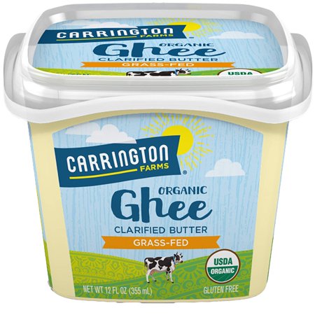 Carrington Farms USDA Organic Grass Fed Ghee, Clarified Butter, Lactose Free, Casein Free, Gluten Free, Non Hydrogenated, 0g Trans Fat, BPA Free, 12 Ounce