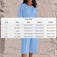 thumbnail image 3 of MaFYtyTPR 2 Piece Sets for Women Cotton Linen Solid Color Short Sleeve Crew Neck Shirt and Loose Wide Ledg Pants Casual Lounge Set for Summer A-Blue L, 3 of 4