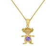 thumbnail image 1 of 14k Yellow Gold Round-cut Cubic Zirconia June Birthstone Girl/Daughter Pendant with Square Wheat Chain, 1 of 3