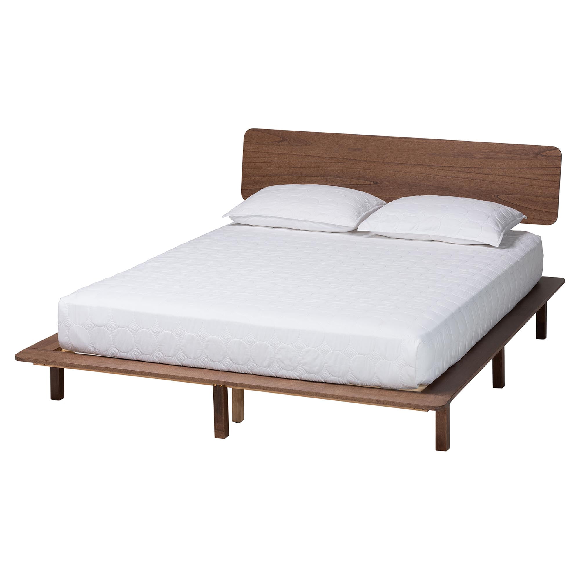 Baxton Studio Alyssa Japandi Platform Bed, King, Walnut Brown