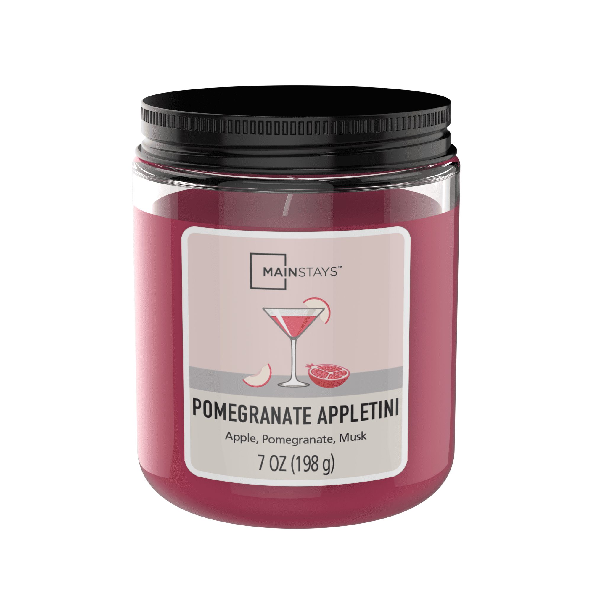 Mainstays Pomegranate Appletini Scented Candle Twist Lid, 7 oz. Single