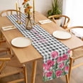 thumbnail image 3 of Pink Tulip Flowers Table Runner - 120 Inch Long, Kitchen Dining Table Runner Dresser Scarves, Black Buffalo Plaid Spring Floral Plants Farmhouse Decor for Coffee Tables Wedding Party Banquet, 3 of 8