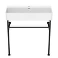 thumbnail image 4 of 32" Console Sink Overflow - White Porcelain Basin, Black Legs, Elegant Bathroom Accessory Ceramic High-temperature Forged, 4 of 4