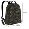 thumbnail image 4 of Zufioo Gold Gloss Outline Floral Print Fashion Large Capacity Backpack, Zippered Multi-compartment Travel Work Campus Lightweight Backpack, Unisex, 4 of 5