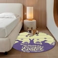 thumbnail image 3 of Happy Easter Rabbits 3ft Area Rug, Spring Daisy Purple Silhouette Wooden Grain Washable Non-Slip Small Round Rugs for Entryway Bedroom Kitchen, Circle Carpet for Dining Room, Playroom Nursery Rug, 3 of 9