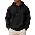 thumbnail image 2 of Zimjoy Men's Fleece Lined Hooded Sweatshirt Casual Long Sleeve Hoodies Pullover Fashion Drawstring Hoodie with Kangaroo Pocket Black L, 2 of 8