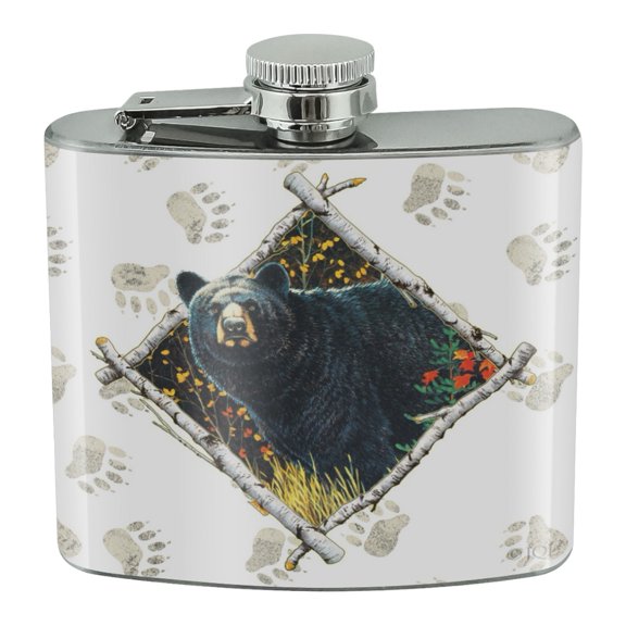 Bear Diamond Stainless Steel 5oz Hip Drink Kidney Flask