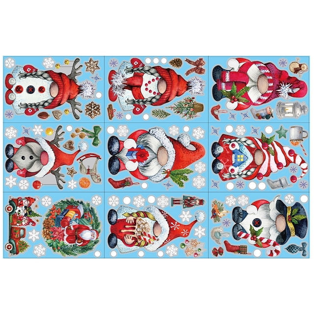 Injueey Pegatinas navideñas de PVC para ventana, decoración versátil, reutilizables y fáciles de adherir a la ventana navideña Kits de decoración para fiestas tipo 1