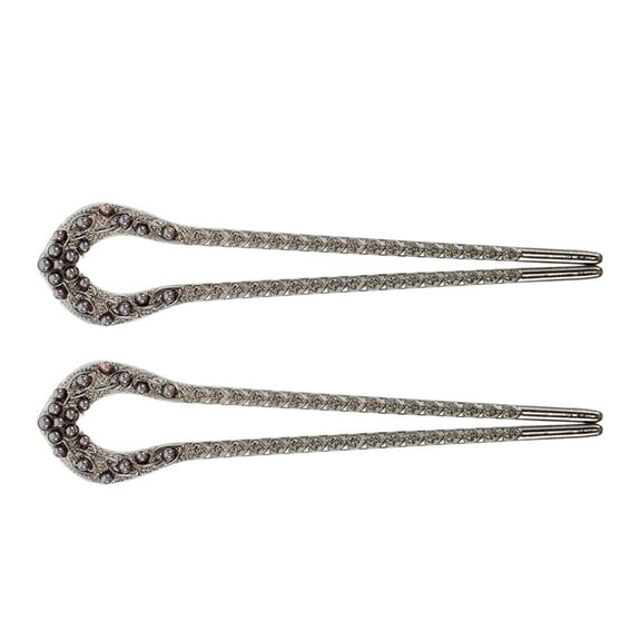 FRCOLOR 2pcs Vintage U-Shape Hairpin Simulation Pearl Hair Fork For Buns Chinese Hairpin Hair Styling Accessories Traditional Hair Sticks Wedding Hair Piece