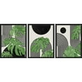 thumbnail image 2 of PixonSign Framed Canvas Print Wall Art Set - Geometric Monstera Leaf Art - Set of 3 Abstract Shapes Mid-Century Minimalist Wall Décor for Living Room, Bedroom, Office - 12"x16"x3 Panels Black, 2 of 4