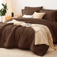 thumbnail image 1 of CozyLux Juego de edredón Queen de Seersucker marrón, 7 piezas, juego de cama en una bolsa, juego de edredón Queen con sábanas, juego de cama suave de lujo con edredón alternativo, fundas de almohada y, 1 of 1