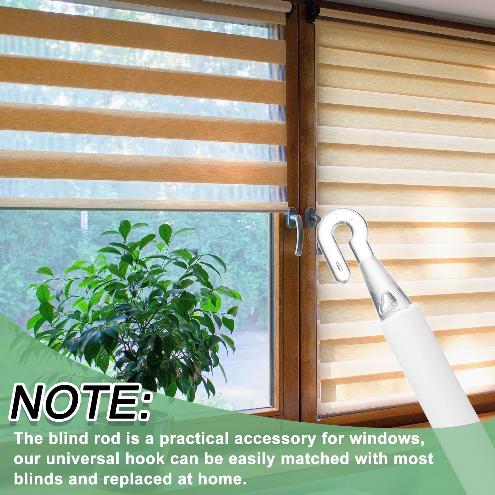 Uxcell 2 Pack 46" Blinds Wand Replacement, Combinable Blinds Tilt Wand with Hook, Vertical Blind Rod Stick for Window Curtain Opener Accessory, White
