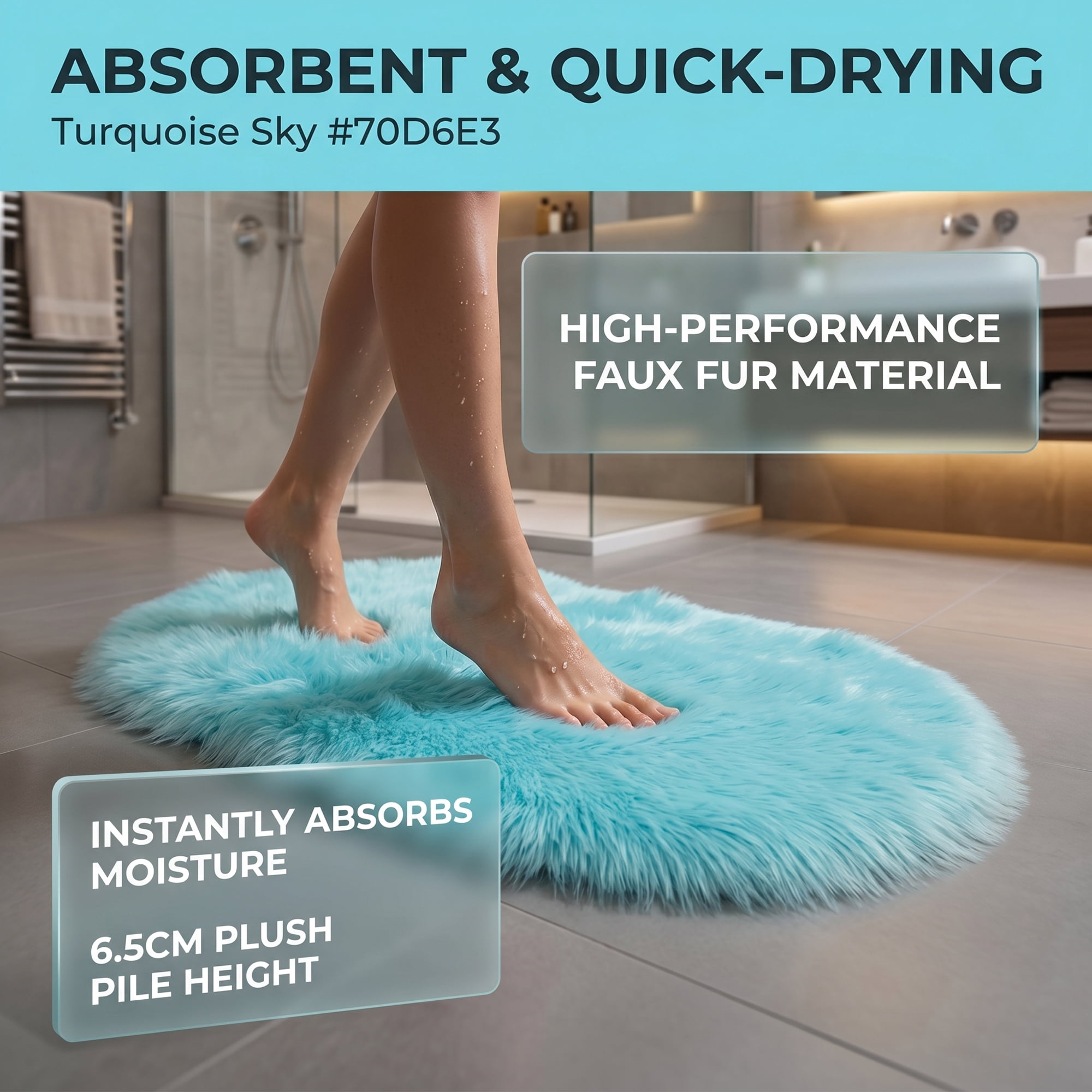 Unique Bargains Shaggy Area Rug Ultra Fluffy Non-Slip Fuzzy Carpet 35" x 24" Blue