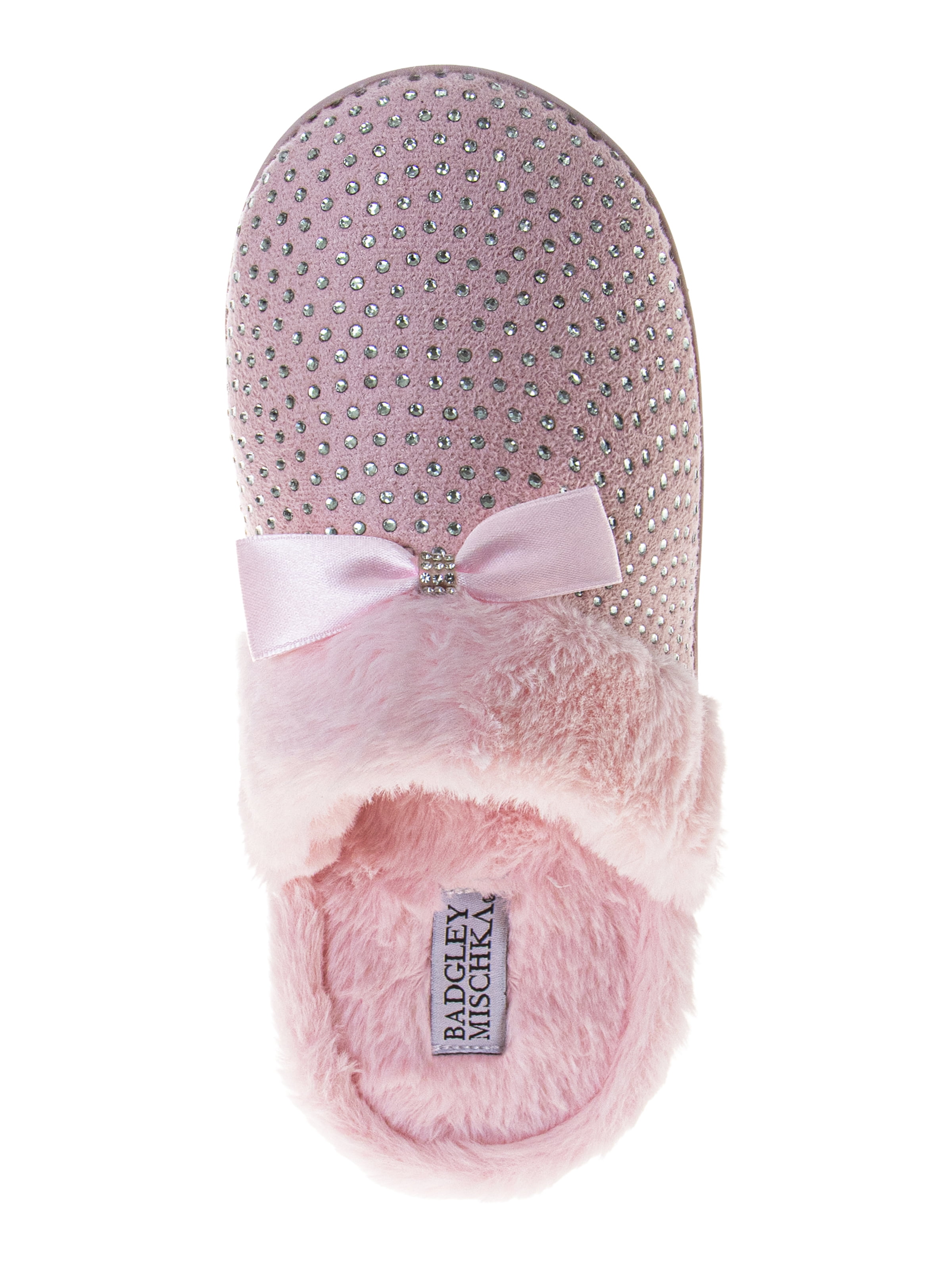 Badgley Mischka Women's Sparkly Slide On Bow Slippers