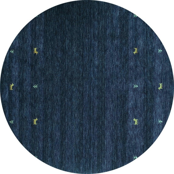 Ahgly Company Indoor Round Abstract Turquoise Blue Contemporary Area Rugs, 4' Round