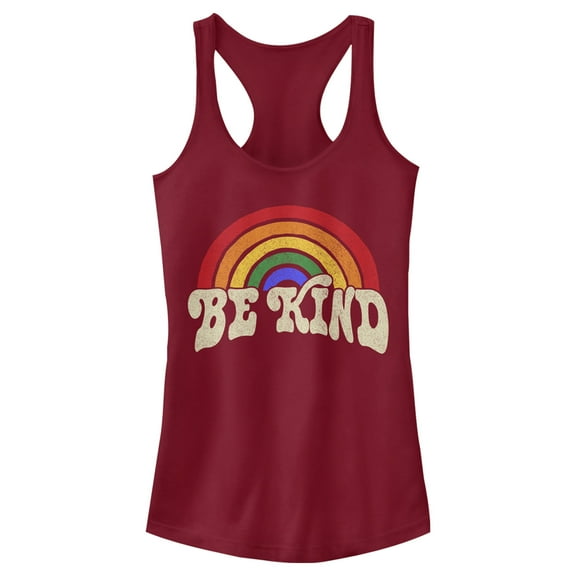 Junior's Lost Gods Colorful Be Kind Racerback Tank Top Scarlet Small