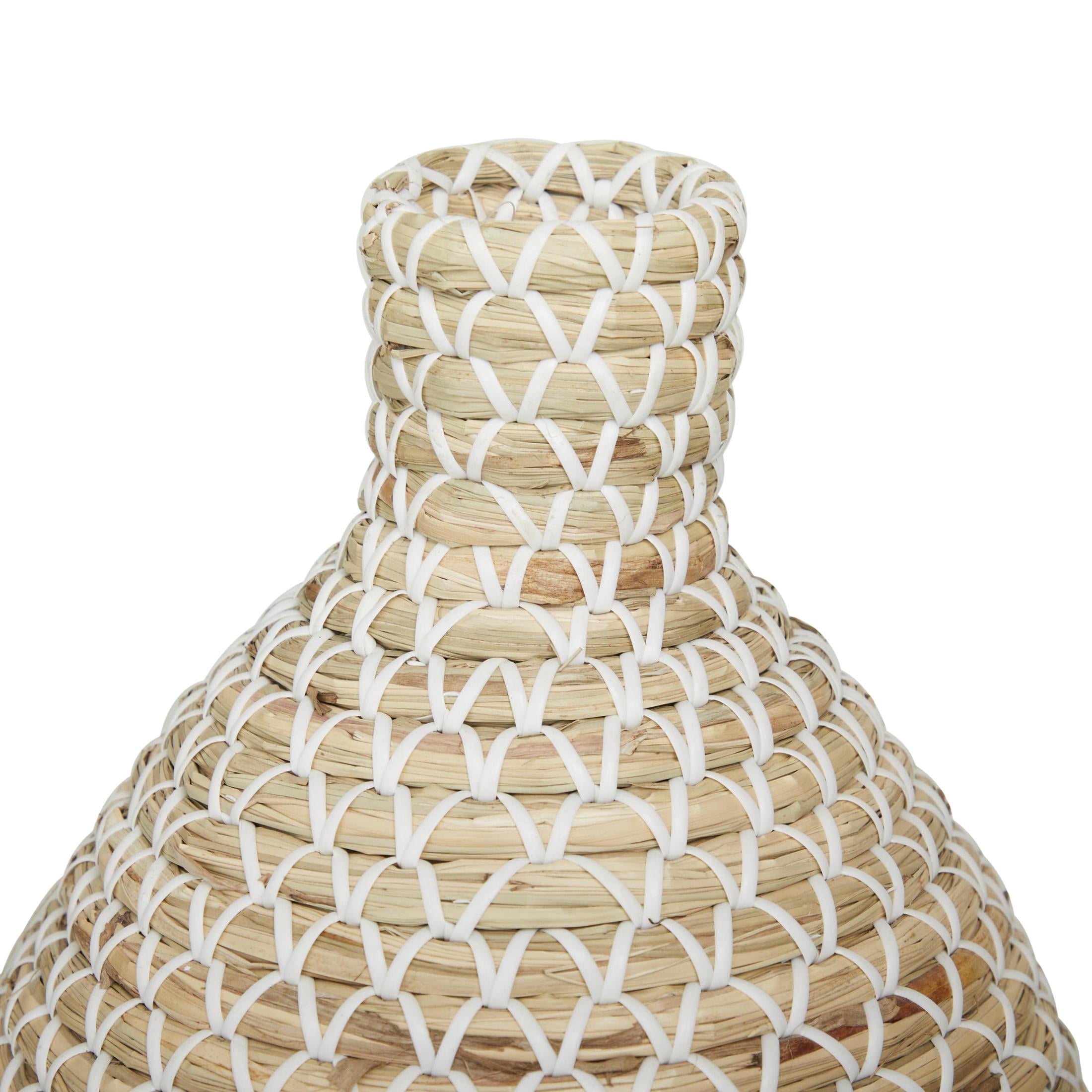 DecMode 20" Handmade Tall Woven Floor Brown Seagrass Vase