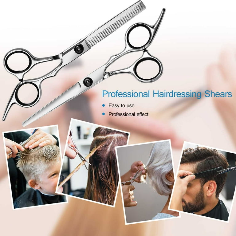 KYG KYG Haircutting scissors Haircut scissors Cut scissor/Senning scissor  set of 2 Cut scissors/plow scissors Left and right combined use  Professional hairdresser Barber Professional luxury scissor with special  case Haircut Haircut Cut