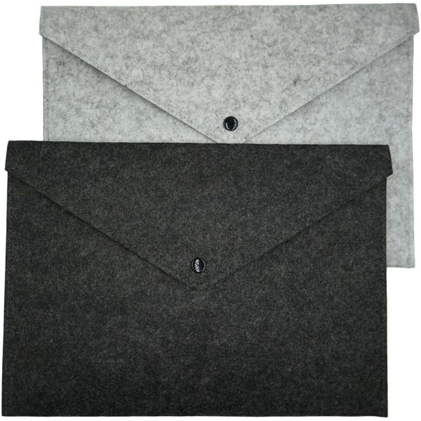 Carpeta de fieltro, maletín resistente, bolsa para documentos, carpetas para documentos, portafolios, sobre para cartas, bolso con cierre de botón, para oficina, hogar, escuela, papelería, juego de 2