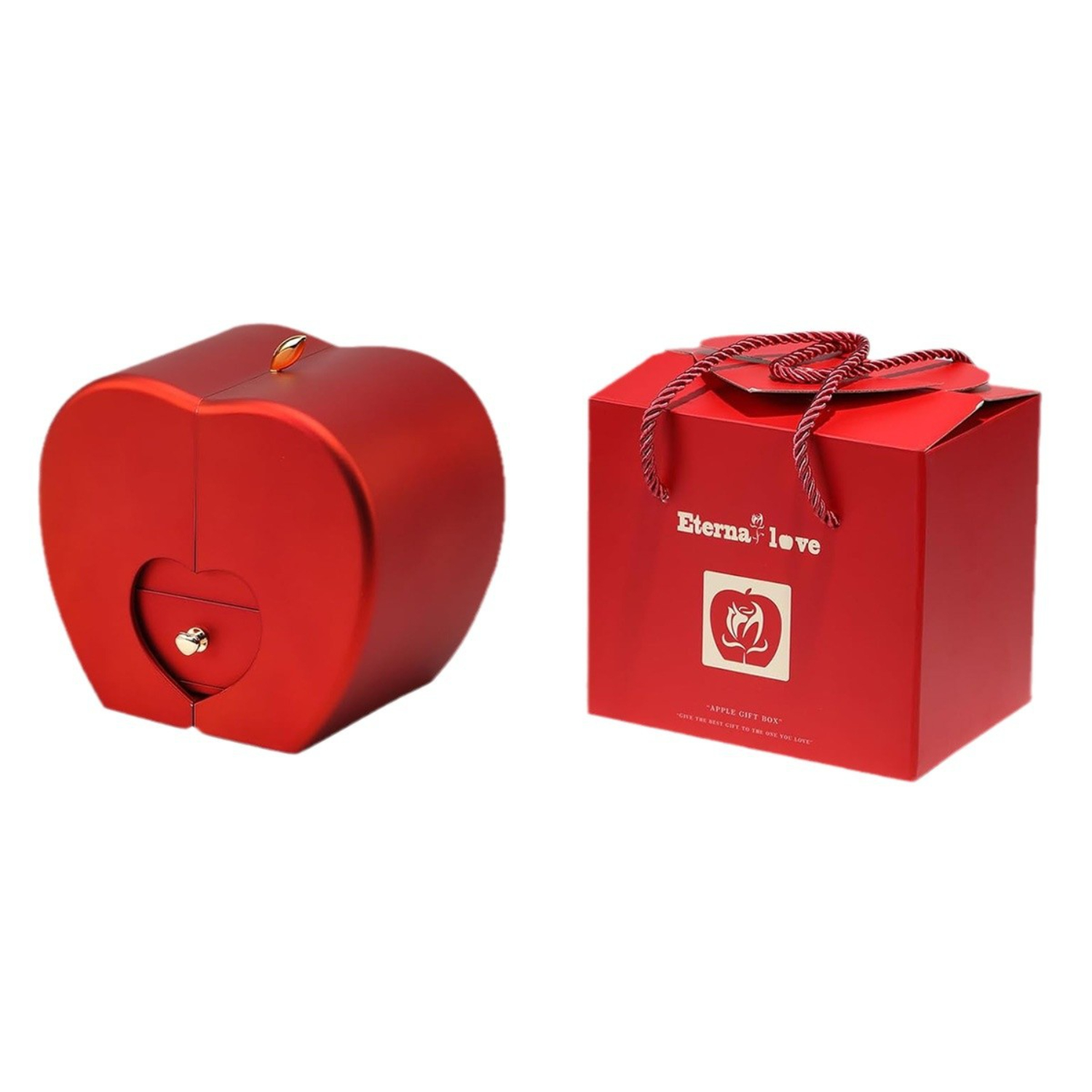 ✩希少品✩ヘレンド　ノエル　ハートボックス CUKIXA Christmas Apple Jewelry Box - 4.5x3.5x3.2in Flocked Rose