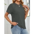 thumbnail image 6 of Ltctricy T Shirts for for Women Short Sleeve Crew Neck Ribbed Knit Tunic Tops Soft Casual Tees Loose Trendy Blouses, 6 of 6