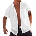 thumbnail image 1 of Floenr Mens T Shirts,Men's Button Trend Casual Shirts Cotton Linen Shirts Long Sleeve Shirts, 1 of 8