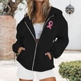thumbnail image 2 of YEJIMAN Sweatshirt for Women Breast Cancer Awareness Hoodies Ribbon Graphic Full Zip Up Oversized Fleece Jackets Clothes Zip Up Hoodie, 2 of 7