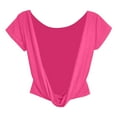 thumbnail image 6 of Open Back Crop Tops for Women Boat Neck Short Sleeve Backless Tees Y2k T-Shirts Going Out Summer Clothes (XL, Hot Pink), 6 of 8